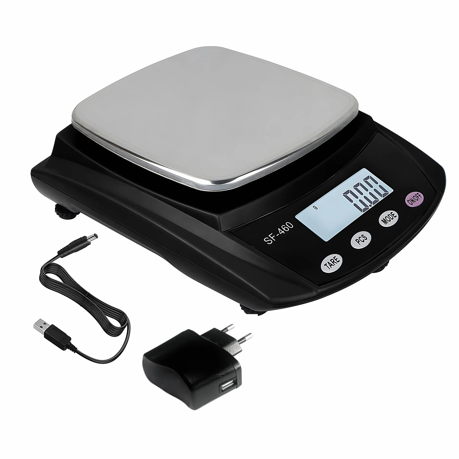 Eosphorus Bilancia Scientifica da Laboratorio 600g/0,01g, Bilancia Elettronica Portatile per Scuole e Chimica, Misurazione Precisa in Grammi e Carati, Doppia Alimentazione USB/AC