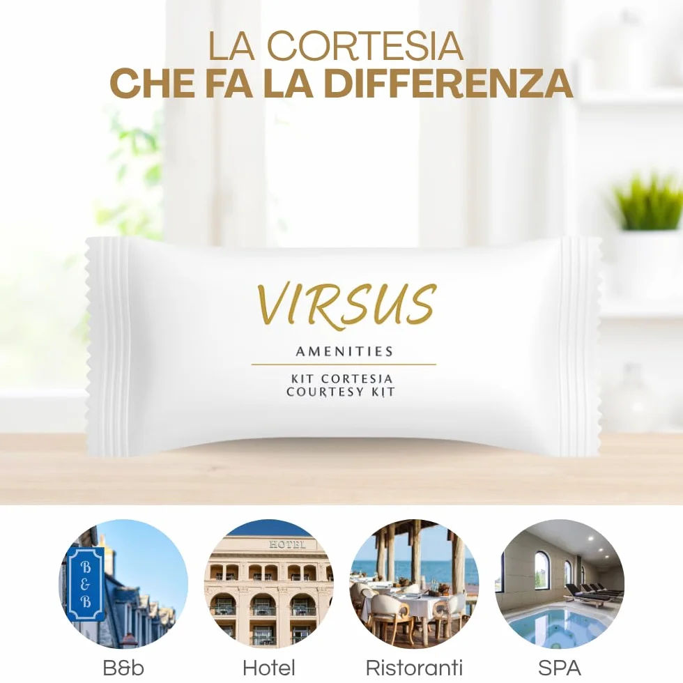 Virsus 200 Pezzi Kit Cortesia in 50 Bustine per Hotel B&B
