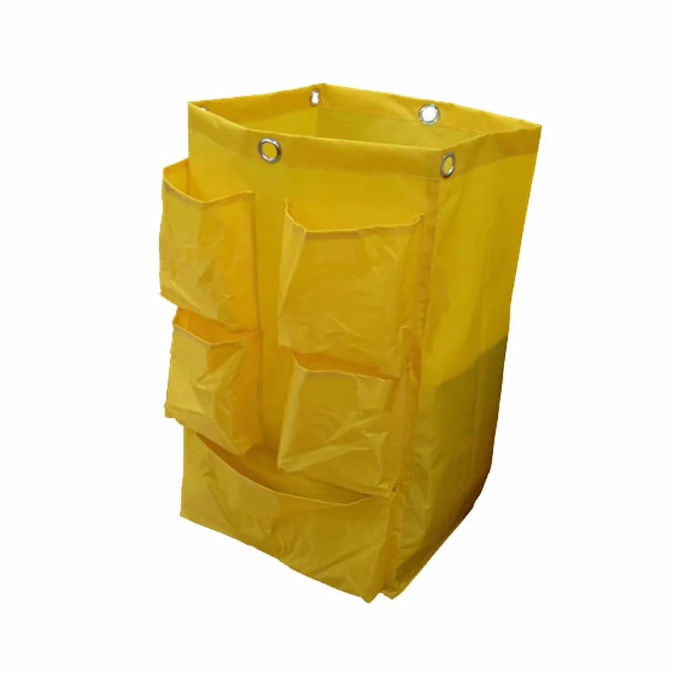 1 borsa per la pulizia delle pulizie con 6 fori in metallo per appendere e 5 piccole tasche per l'uso su carrelli multiuso per la pulizia