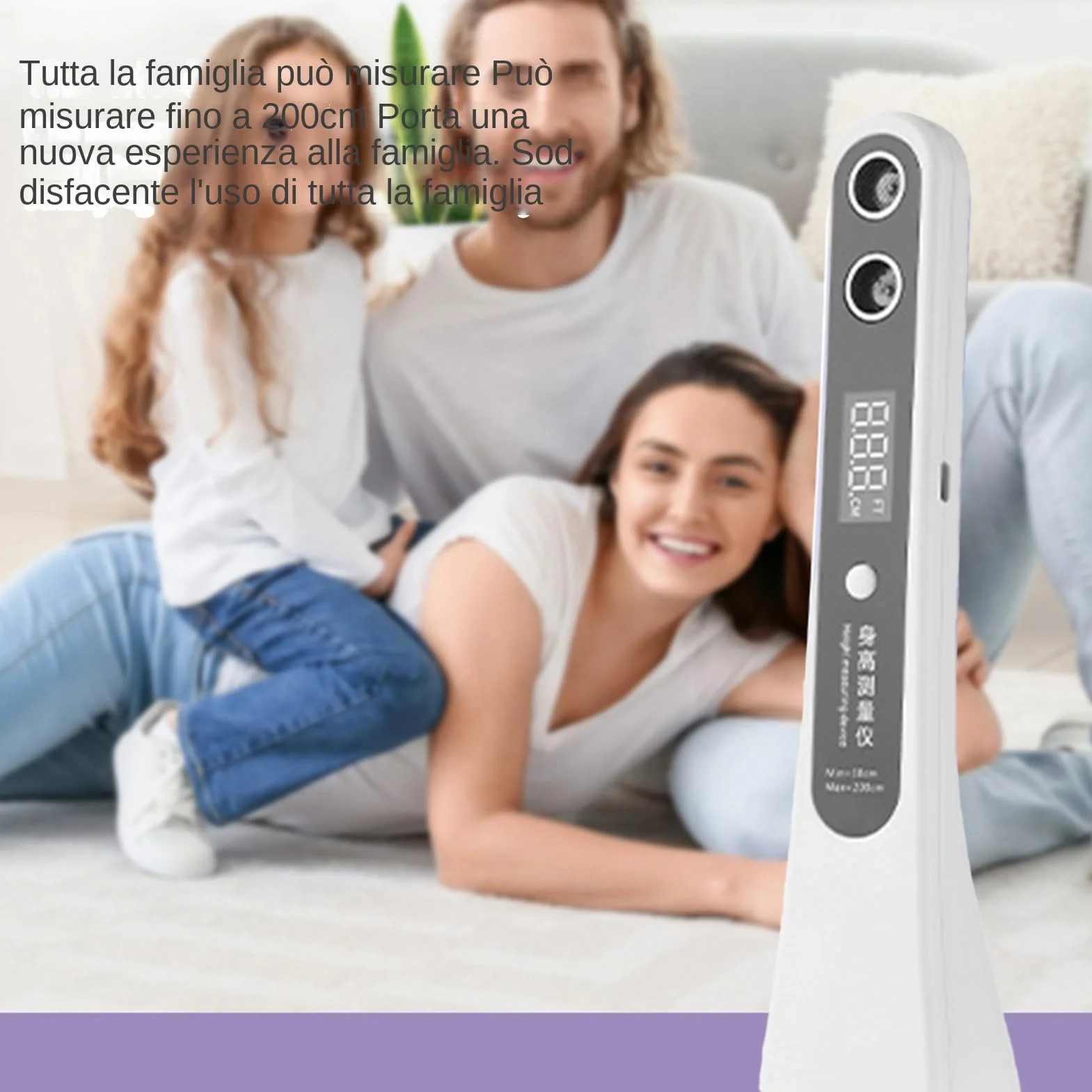 Misuratore Altezza Ultrasonico 5x5.6x23cm - Strumento Di Misurazione Altezza Digitale Compatto