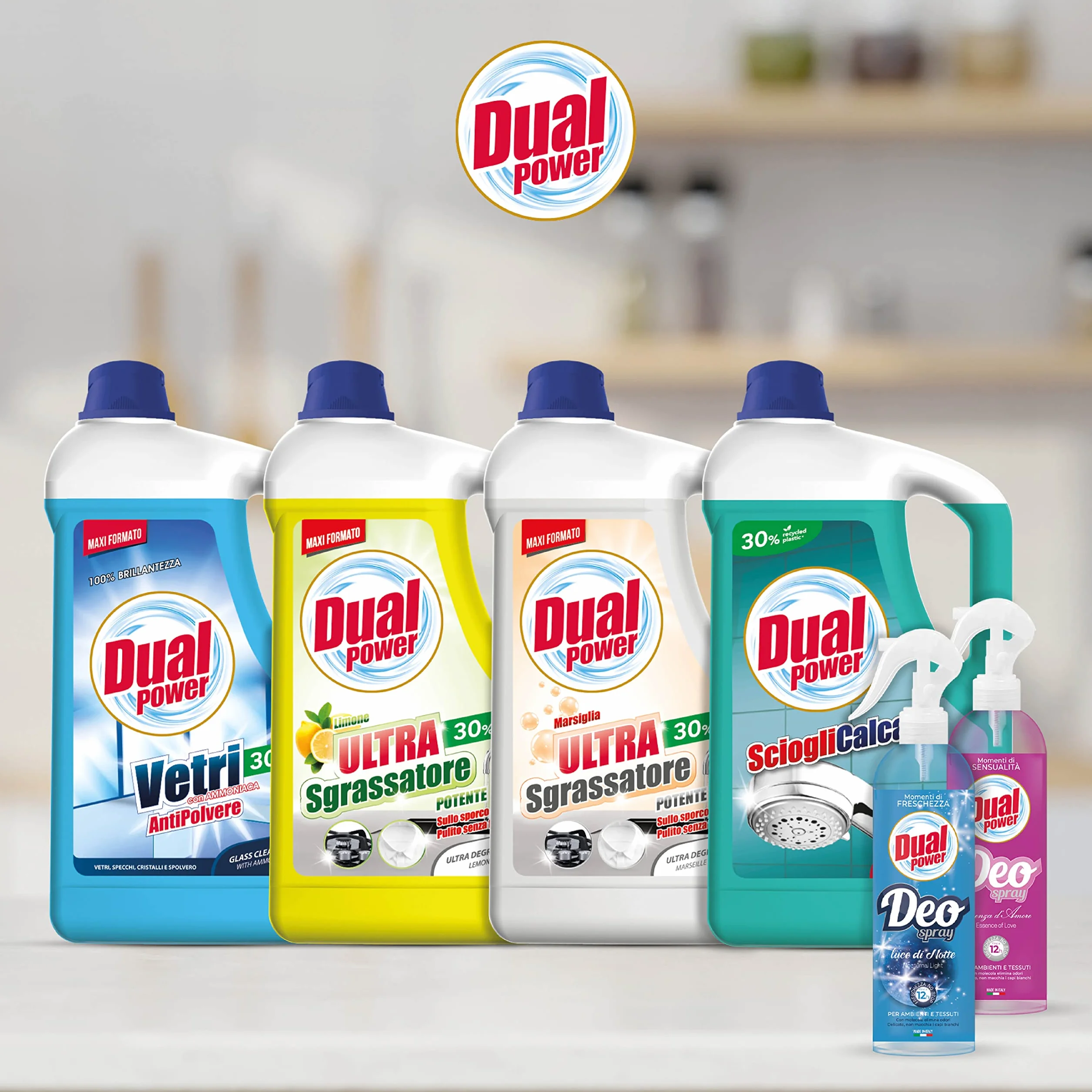 Dual Power Detergente Multiuso HACCP 5 Litri Antibatterico Ammoniaca per Vetri e Specchi