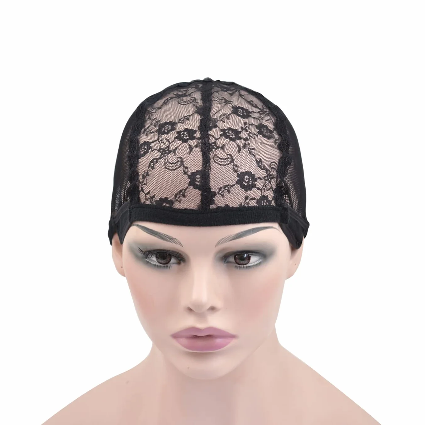 Cappucci per parrucche in pizzo nero regolabili per donna - Retina capelli con cinghie