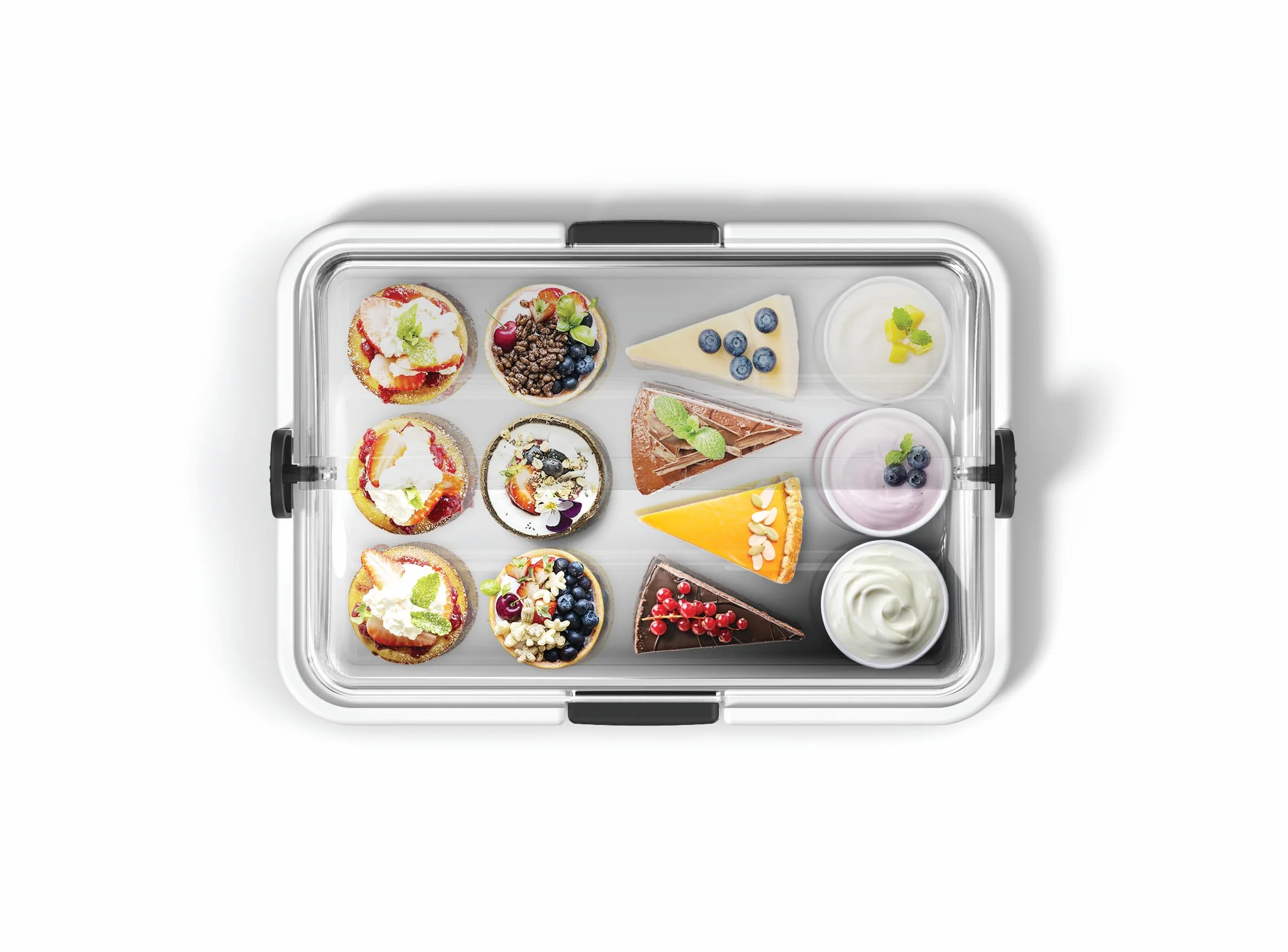 Biesse - Polibox, Vetrinetta Espositiva, Contenitore Porta Alimenti in Plastica trasparente con doppia apertura - singola grande (Bianco)