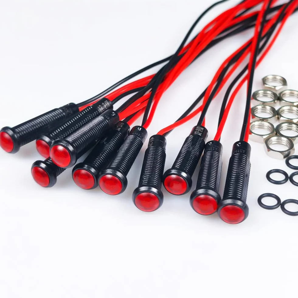 Gebildet 10pcs LED in Plastica Indicatore luminoso 110-220V Dimensione foro di Montaggio 6mm(Rosso)
