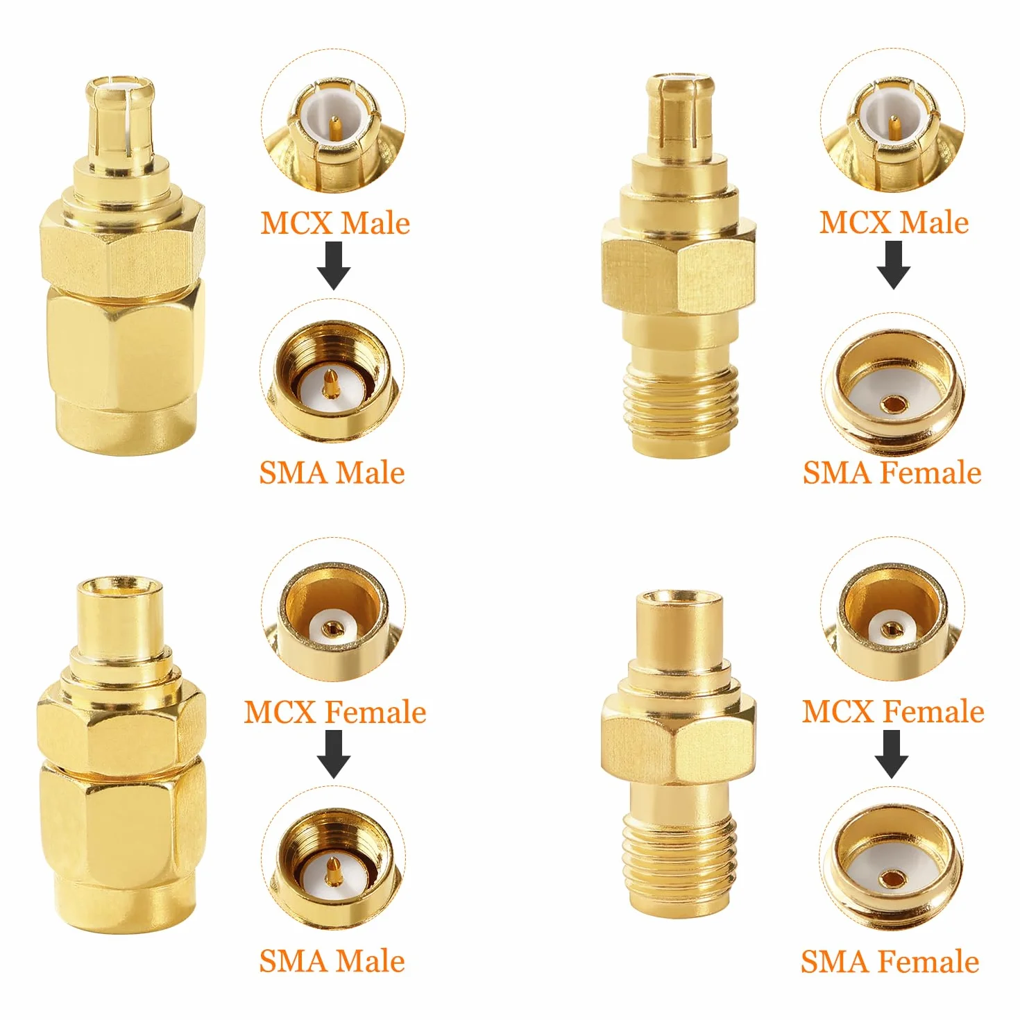 SMA Adattatore MCX Kit 4 Pezzi, Antenna Connettore per 4G LTE WiFi Router GPS