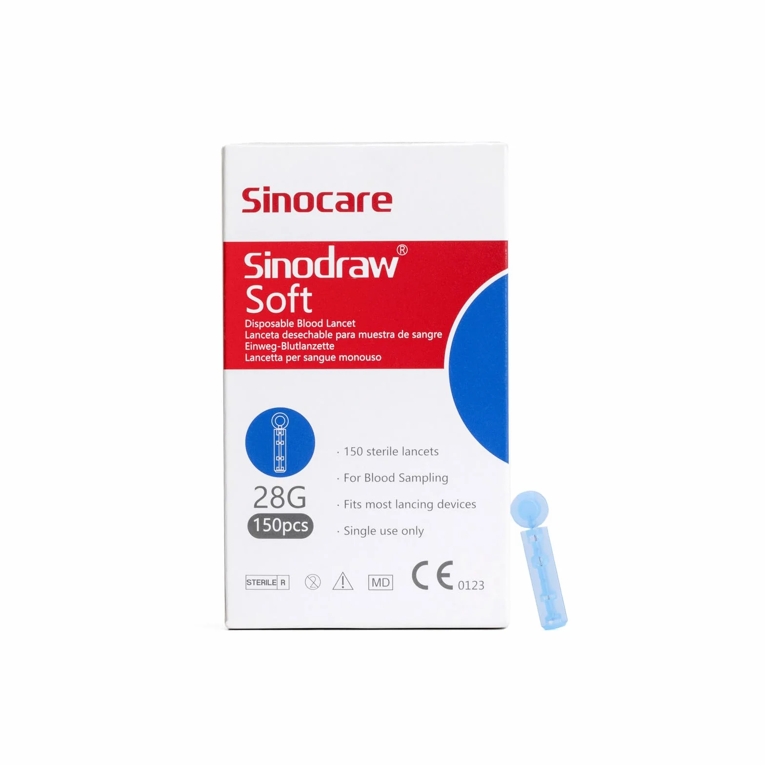 Sinocare Lancette per Glicemia, Aghi per Glicemia 28G dolore basso (150 Pz)
