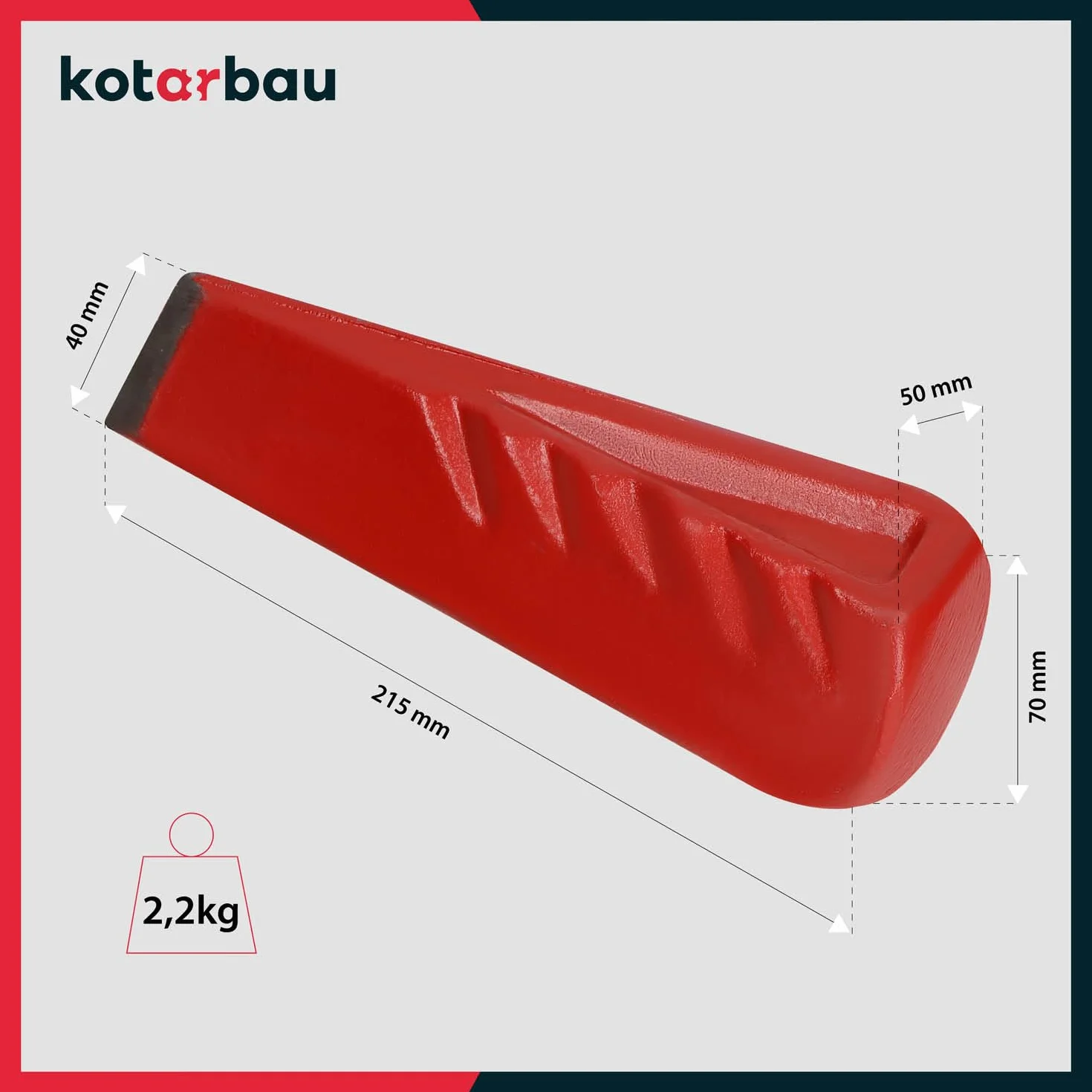 KOTARBAU® Cuneo di Spacco in Acciaio forgiato 214 mm 2,2 kg Cuneo spaccalegna
