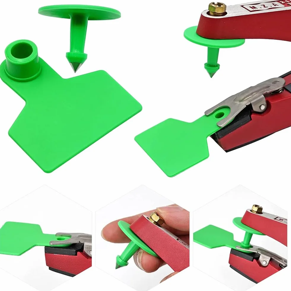 Marchi per bestiame in TPU, Confezione Da 100 Marchi Auricolari for Bestiame 6x7,5 cm Con Penna(Red,100pcs)
