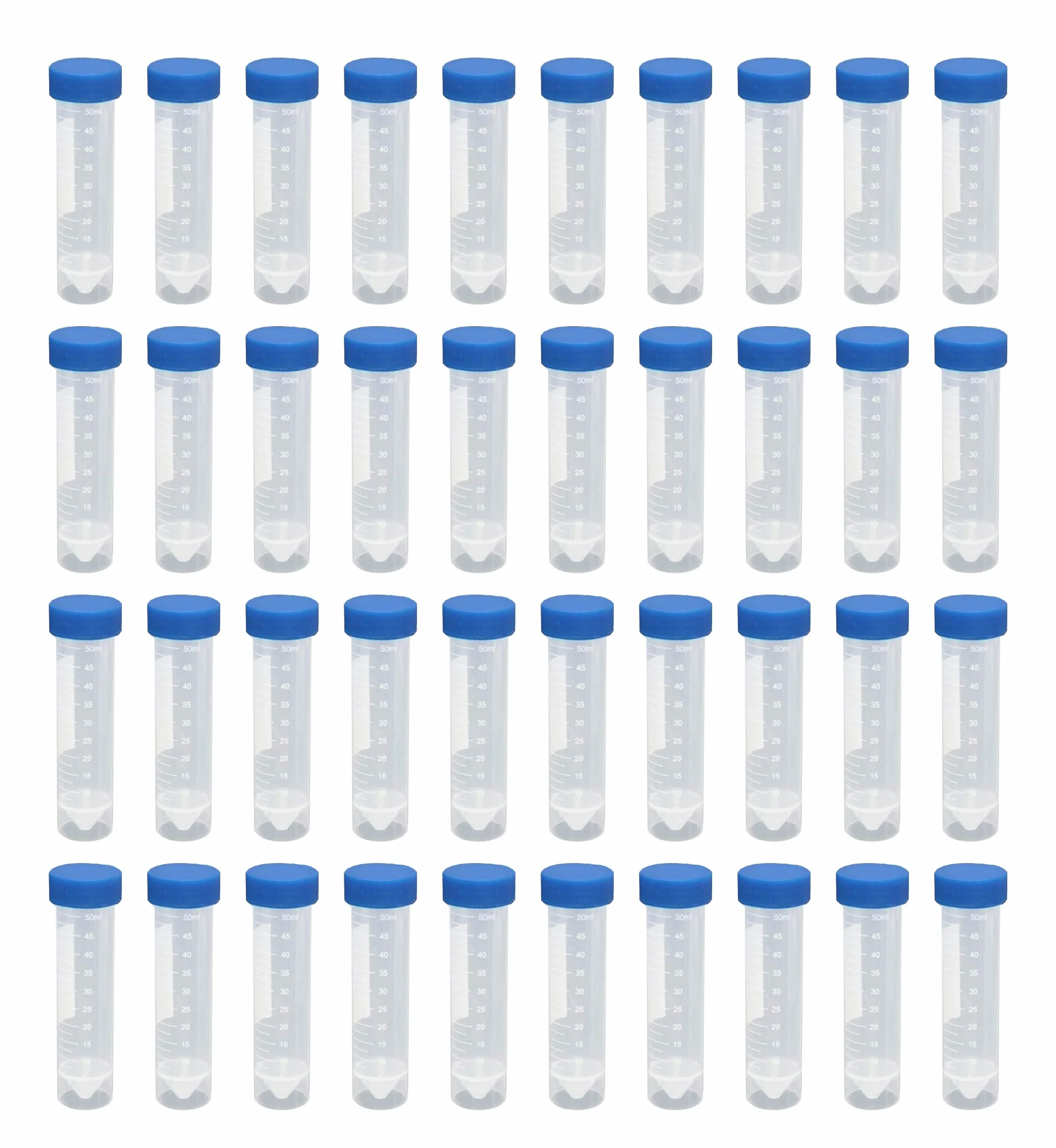 HUAZIZ 40 probówek wirowniczych 50 ml plastikowych niebieskich do laboratorium chemicznego