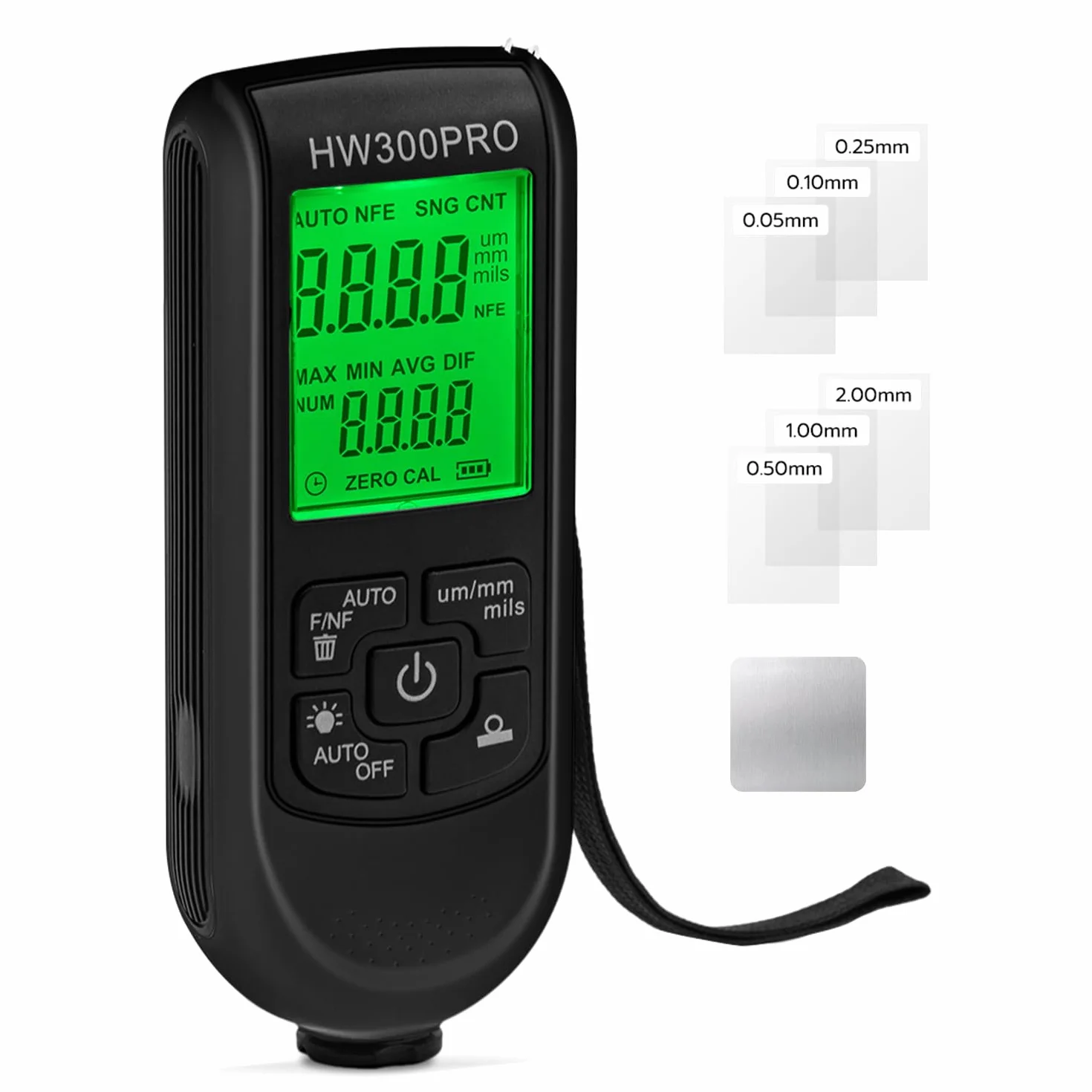 Misuratore di Spessore del Rivestimento Digitale, Spessimetro Vernice 0-2000 um, Display LCD Nero