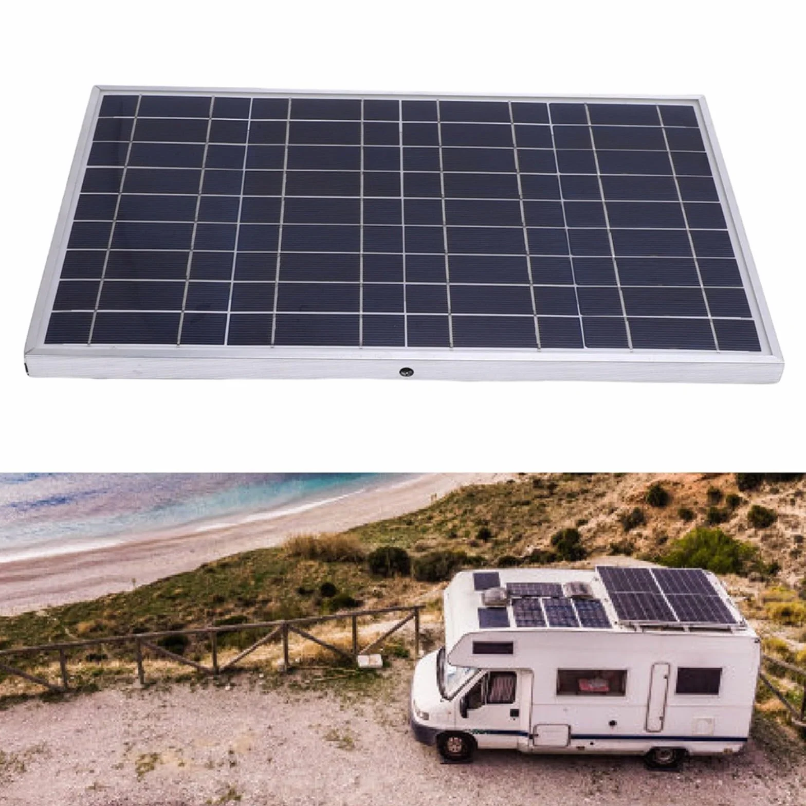 Pannello solare 100 W con regolatore di carica, fotovoltaico resistente alle intemperie con telaio in alluminio, 12 V, 24 V, impianto solare per camper ed esterni