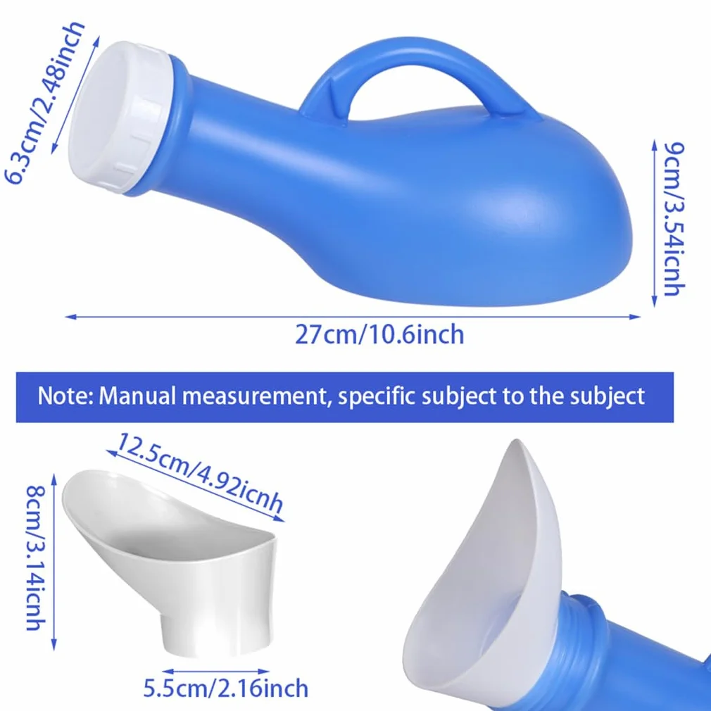 Bottiglie per urina da 1000 ml, per uomini e donne, portatili, con coperchio, unisex, per viaggiare e a casa