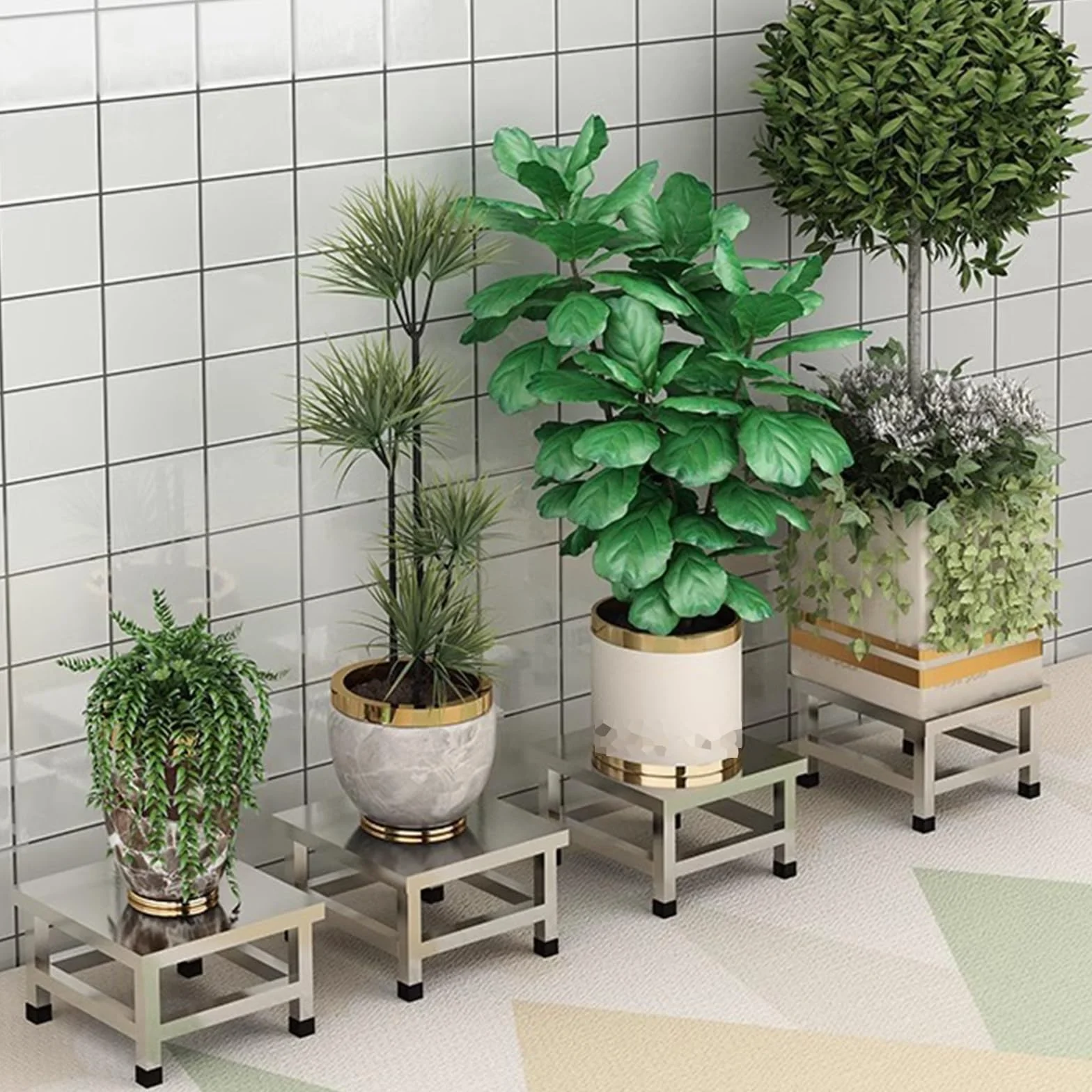 Base Per Condizionatore D'aria Rialzata, Pallet In Acciaio Inossidabile Carico Rastrelliere Di Stoccaggio, Monoblocco Quadrato Ripiano Per Vasi Portafiori Per Casa Magazzino Supermercato(30x30x15cm)