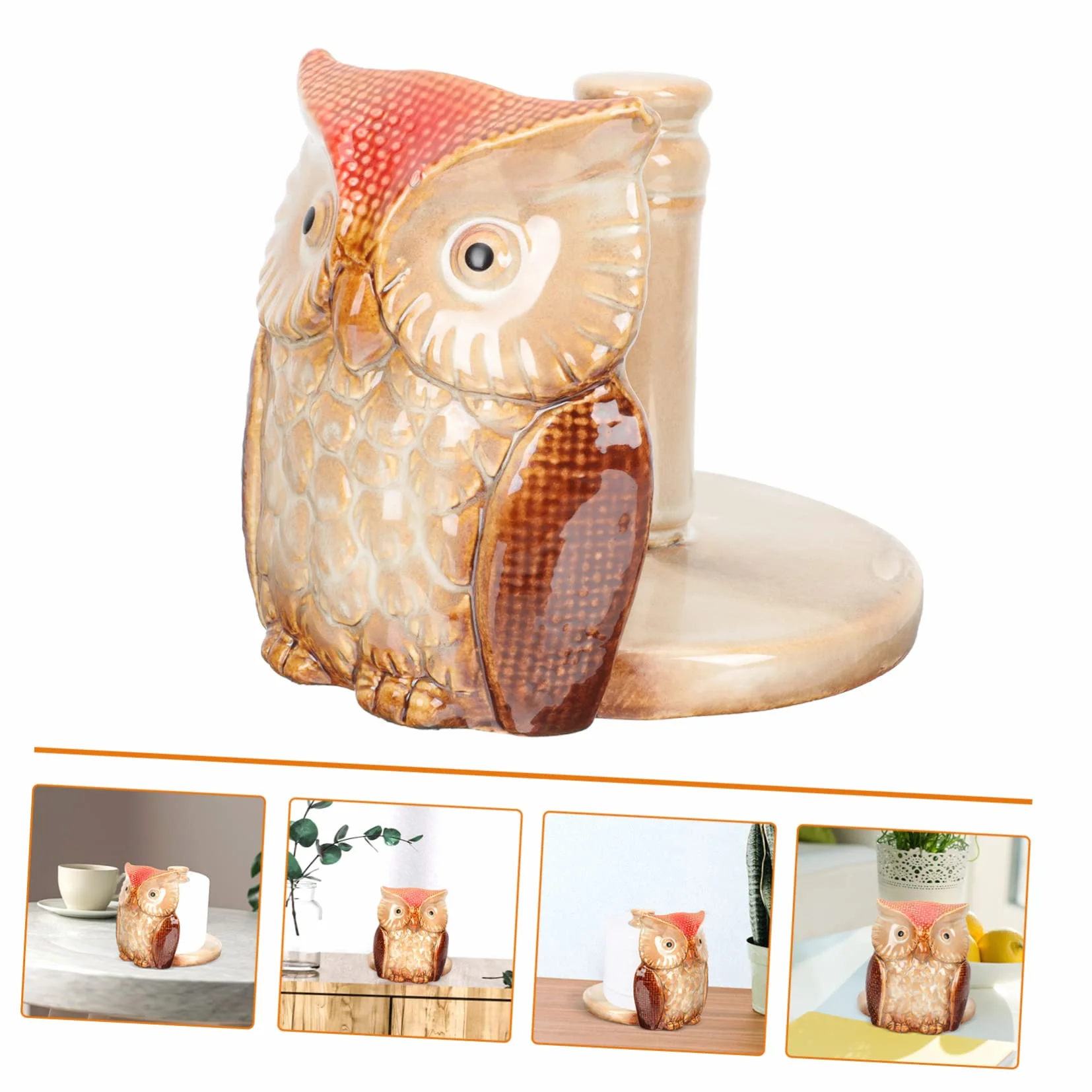 Housoutil Portarotolo Di Carta a Forma Di Civetta in Ceramica Per Scrivania e Cucina