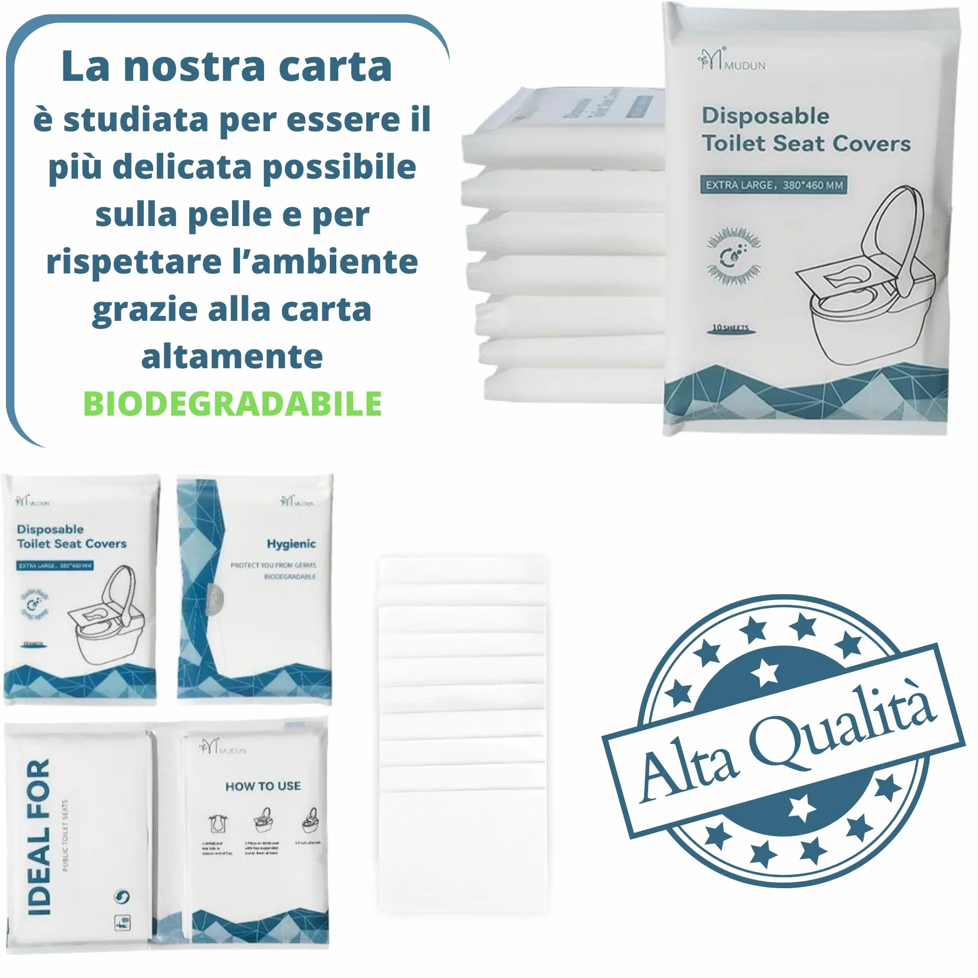 Copriwater usa e getta biodegradabili 50 Pezzi igienici monouso viaggio carta