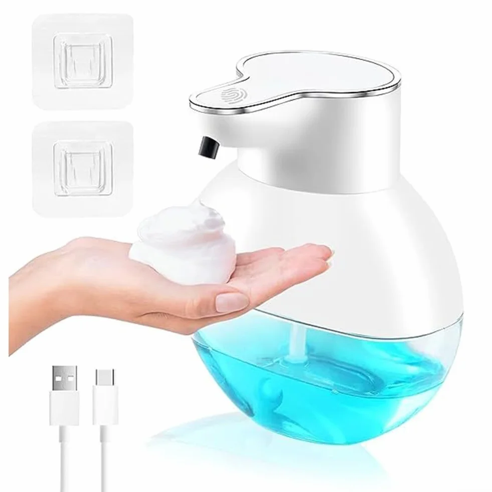 Dispenser automatico di sapone in schiuma a induzione a parete Touchless Smart Machine per bagno cucina ABS bianco 12x8x12cm