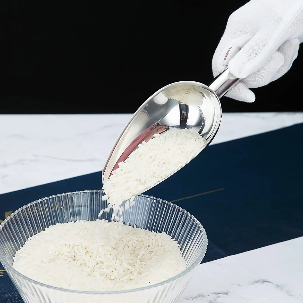 Berglander Paletta per ghiaccio 6 OZ, paletta per ghiaccio in metallo per macchina per il ghiaccio, multiuso per paletta per alimenti per feste da bar in cucina