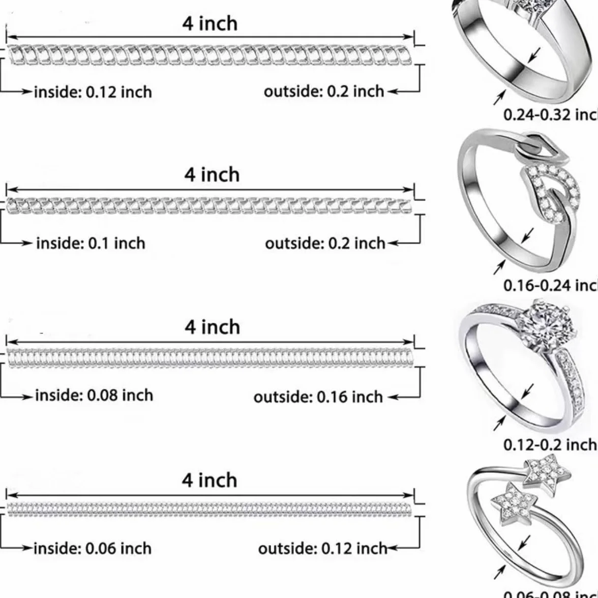Riduttore Dimensione Anello, 12 Pezzi Invisible Ring Size Adjuster 2 Stili Stringi Anello Invisibile