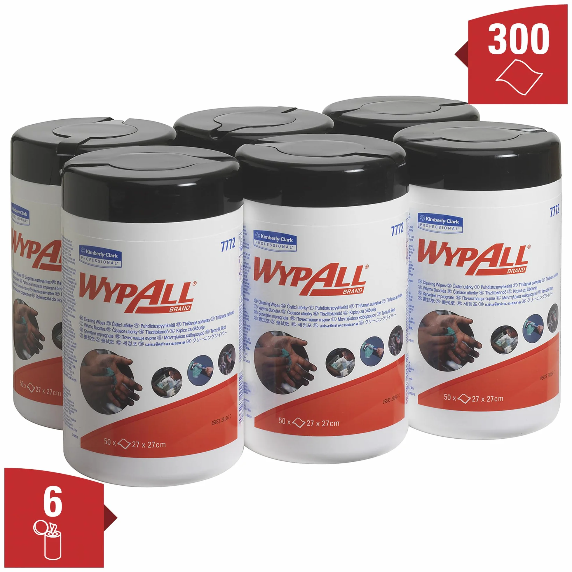 WypAll 7772 panni per la pulizia industriale 1 strato pre-impregnati 6x50 salviette (300)