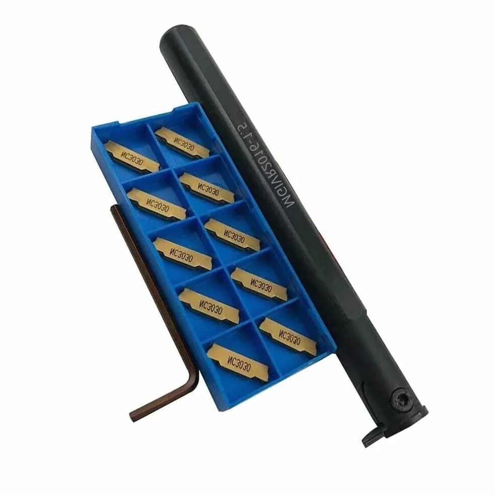MGIVR2016-1.5 - Supporto per scanalatura interna CNC + 10 inserti in metallo duro MGMN150-G + 1 chiave inglese