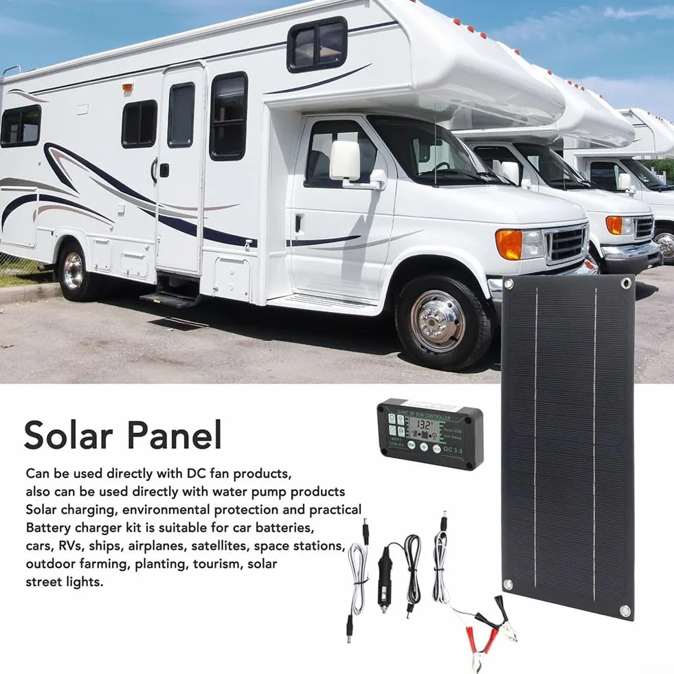 ReachMall 600 W 18 V per kit pannello solare, 100 A per controller caricabatterie MPPT portatile kit di alimentazione solare in silicio monocristallino kit di ricarica batteria per camper caravan auto