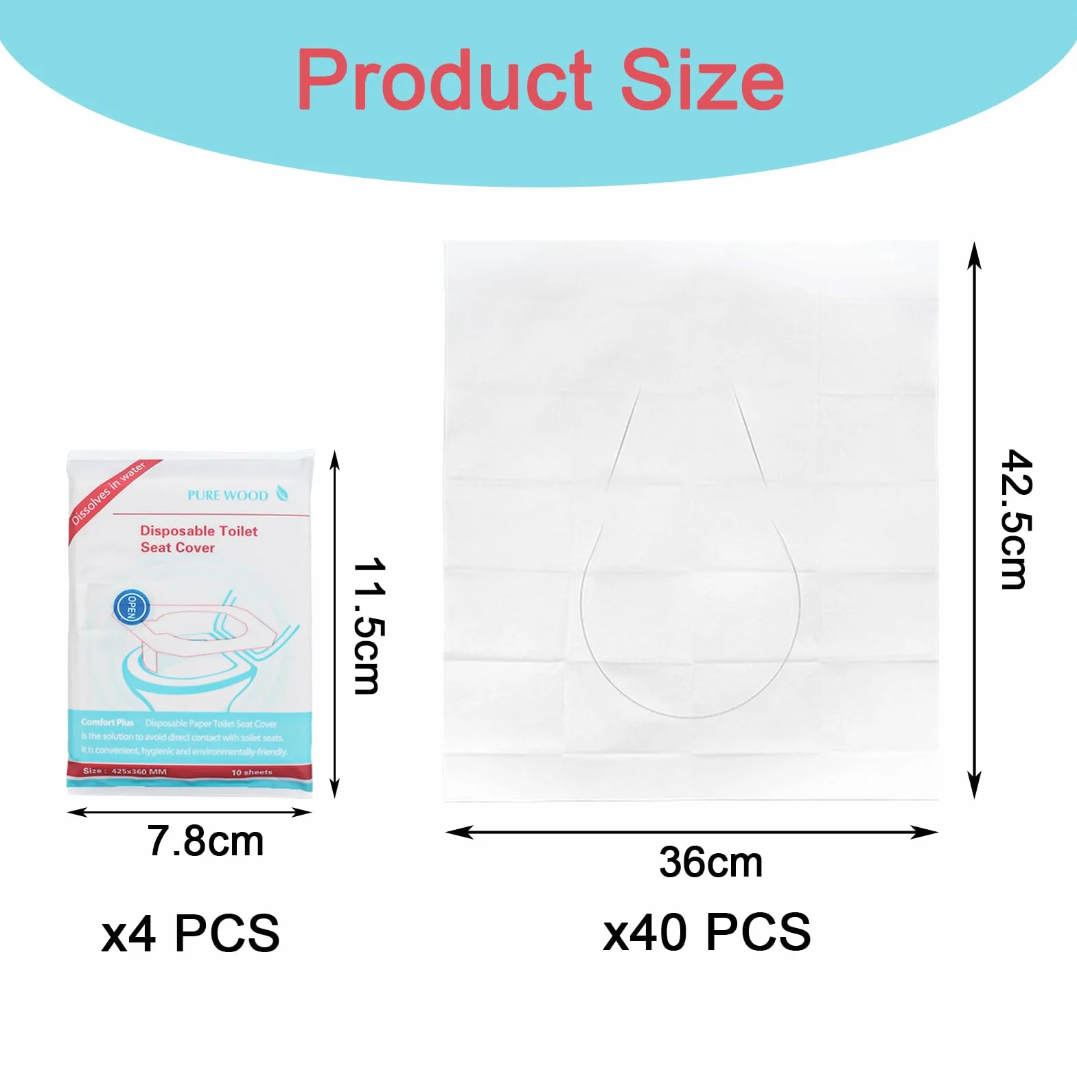 40 Pezzi Copriwater Usa e Getta WC 425mm*360mm Bianco