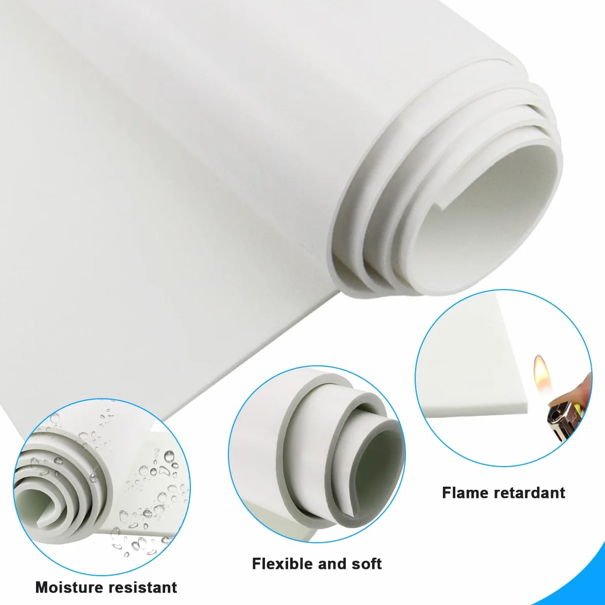 Rotolo di schiuma autoadesiva 300 mm x 12 mm x 1,5 m neoprene multifunzione antiscivolo protezione mobili