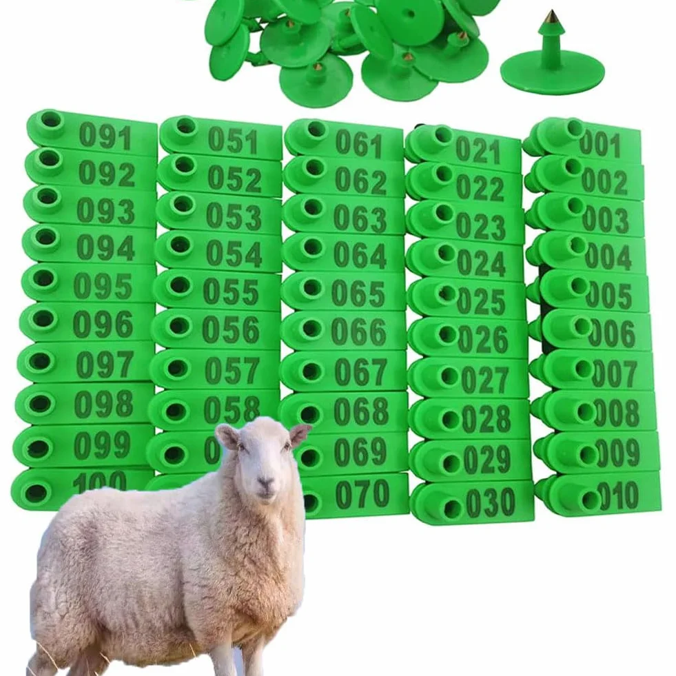100/200/300/400pezzi di etichette auricolari per bovini,ovini e suini,etichette numerate per orecchini in plastica PE adatte per etichette auricolari di identificazione disuini,bovini,ovini e bestiame
