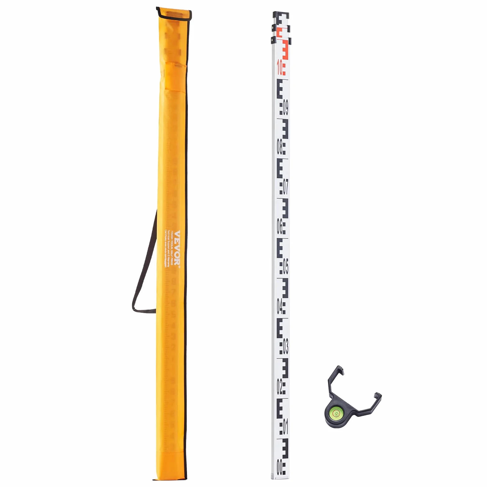 VEVOR Asta di Misurazione Telescopica 3 m Alluminio Scala Bifacciale CM/MM Livella a Bolla Borsa da Trasporto