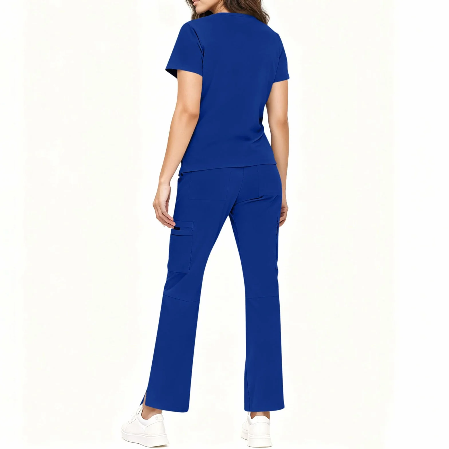 Divisa Sanitaria Donna Infermiere Set Casacca Pantalone Uniformi Ospedaliere Cordoncino Camice Medico