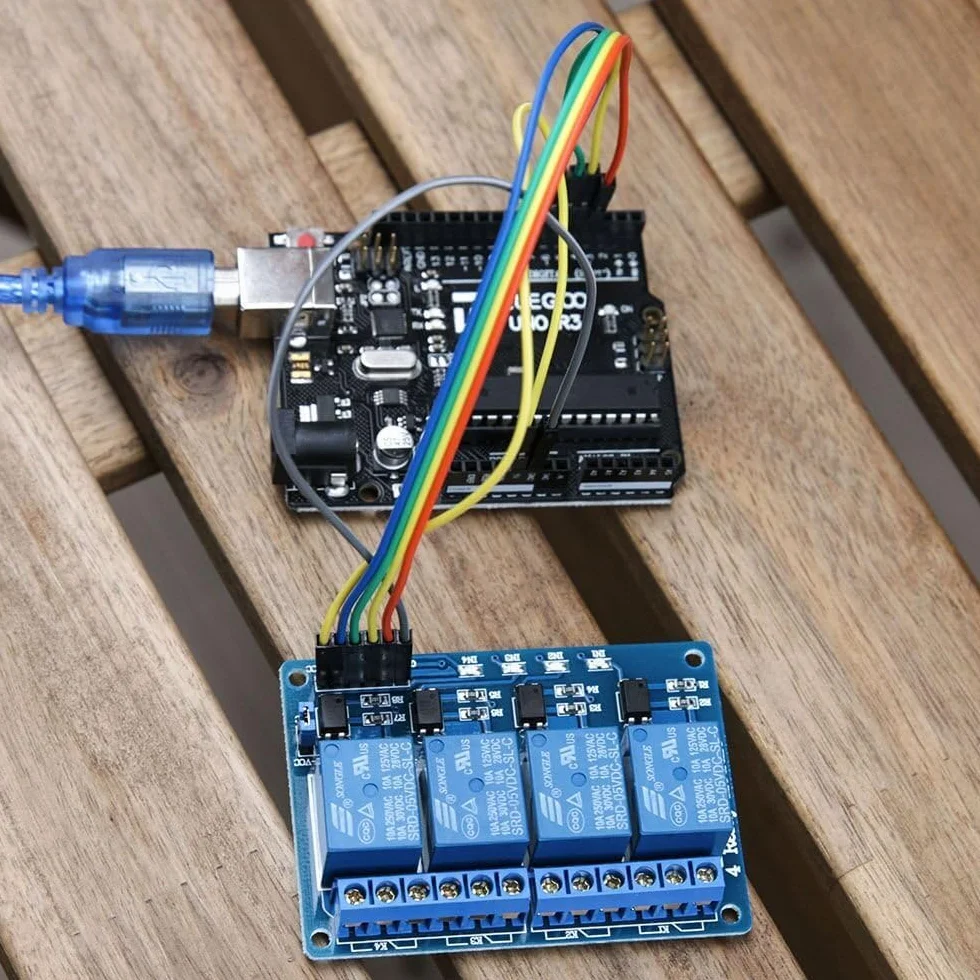 GTIWUNG 2 Pezzi Modulo Relè a 4 Canali 5V, Scheda Relè Con Optoisolatore Accoppiatore, Four Channel Relay Module Shield per Arduino, Blu