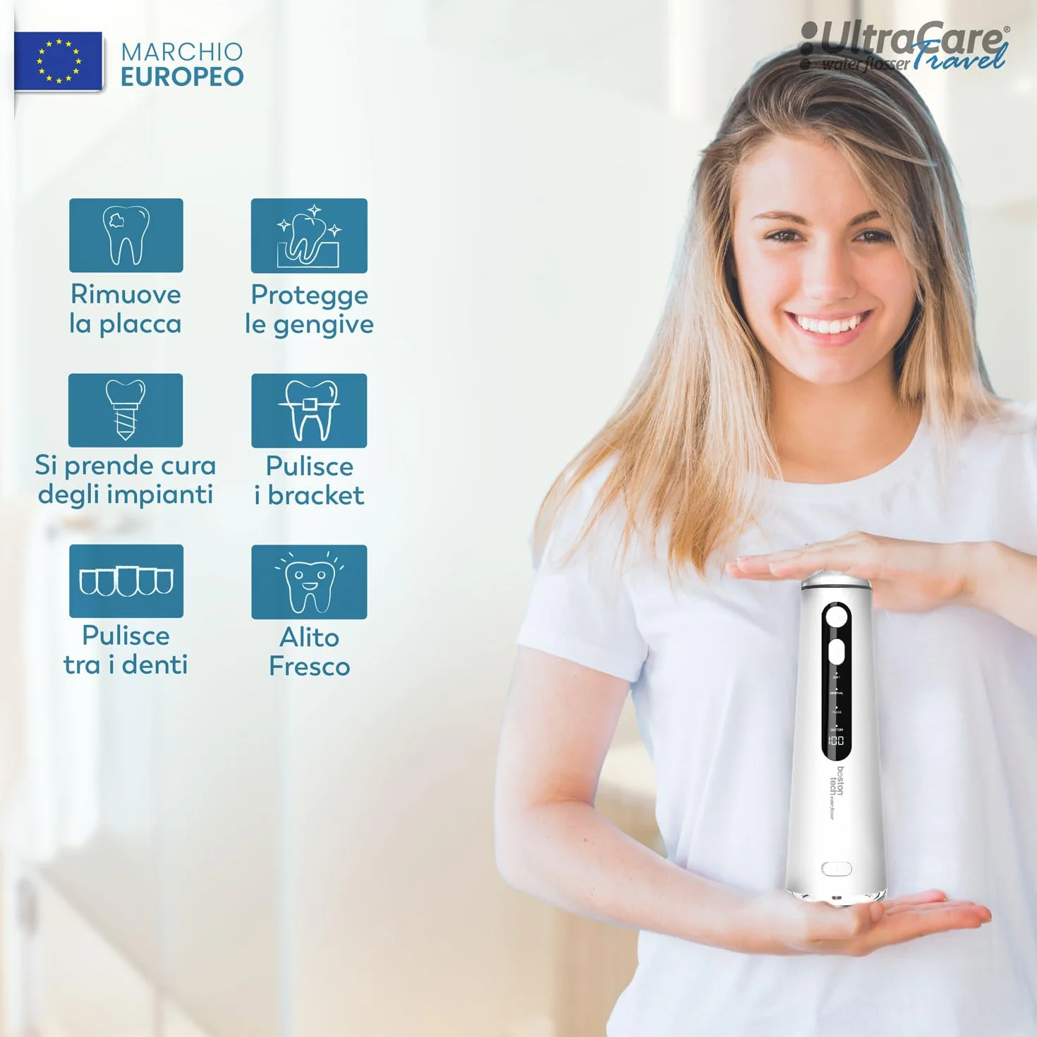Idropulsore orale portatile UltraCare, professionale senza fili, impermeabile IPX7, 300 ml, ricaricabile USB-C