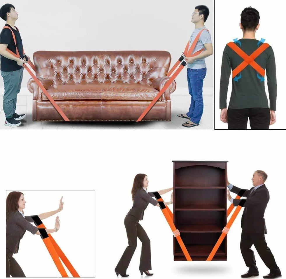 Cintura per sollevamento, facile da spostare, solleva, trasporta e mette in sicurezza complementi d'arredo, apparecchi o qualsiasi oggetto pesante. Cinghie e imbracature per 2 persone