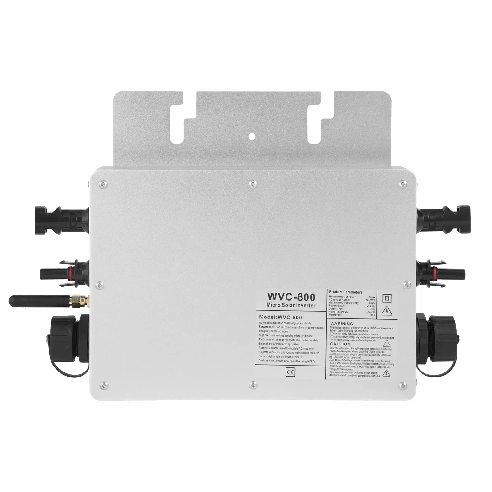 Jadeshay Microinverter,800W Inverter Fotovoltaico Grid Tie Inverter Micro Inverter DC22-60V Inverter di Rete con Sistema di Monitoraggio del Telefono Cellulare per 2 Pannelli Solari