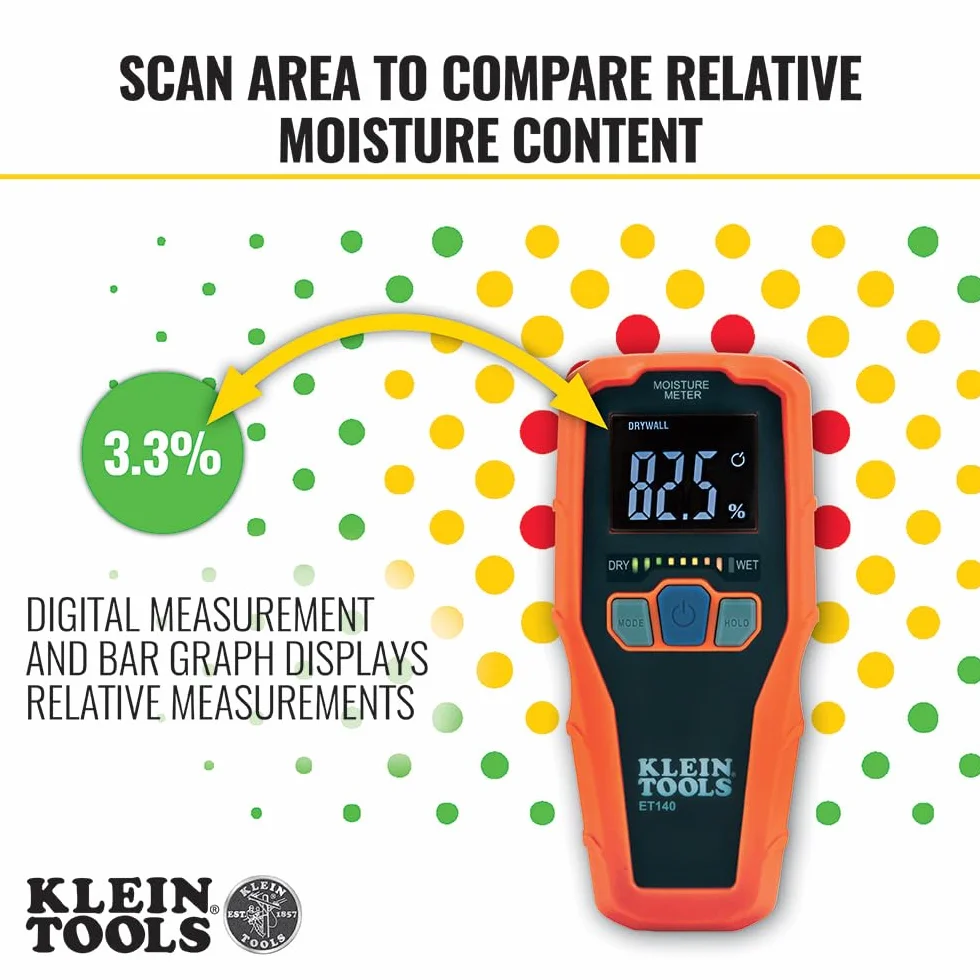Klein Tools ET140 Misuratore di umidità senza puntali Rilevamento non distruttivo 19 mm Display a barre LED