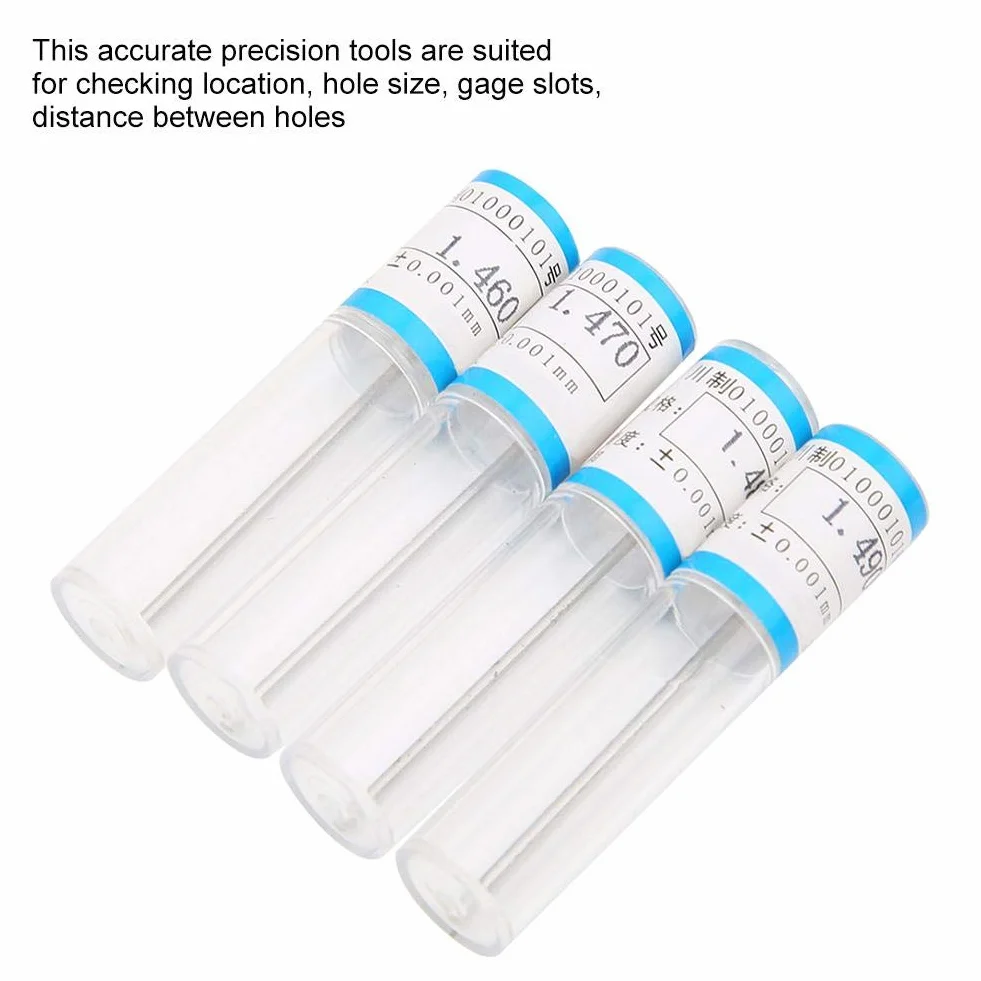 Set calibro a spillo 50 pz in acciaio tolleranza 0,001 mm 1-1,49 mm durezza 58-63 HRC scatola di legno