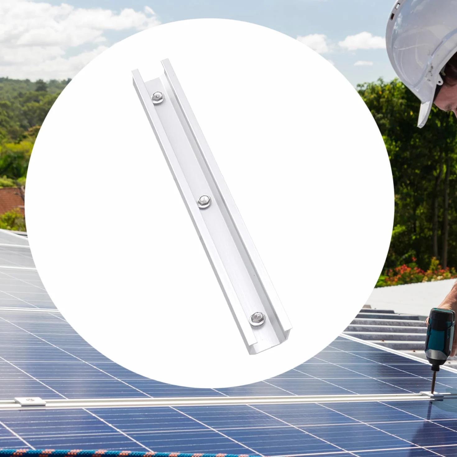 FLYAMAPIRIT Set di supporti per pannello solare in lega di alluminio fotovoltaico (6 guide da 300 mm + 4 morsetti terminali + 2 morsetti centrali) per 2 moduli solari PV