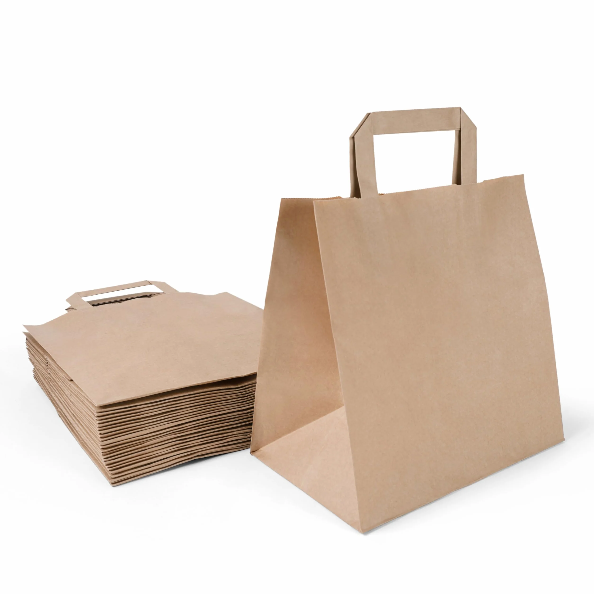 Inoverse 50 Sacchetti di Carta con Manici – 32+22x25 cm – Shopper in Carta Kraft Marrone, Buste Regalo Resistenti, Sacchetti per Negozi, Feste, Bomboniere ed Eventi