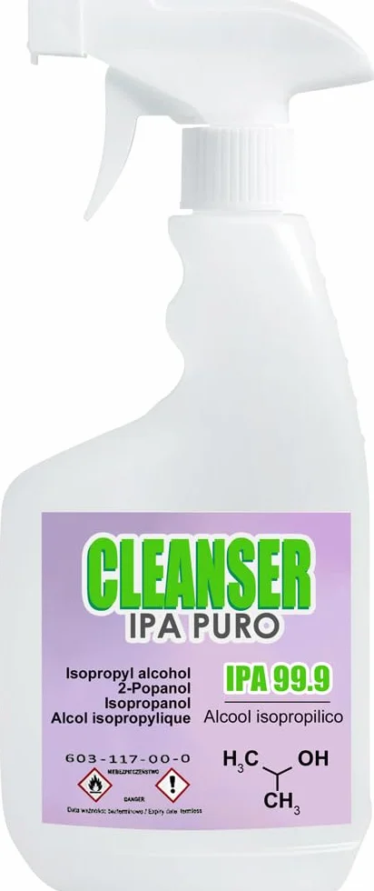 IPA SUPER Cleanser Alcool Isopropilico 99,9% 500ml con Spruzzino Detergente Universale per Casa, Elettronica, Ufficio