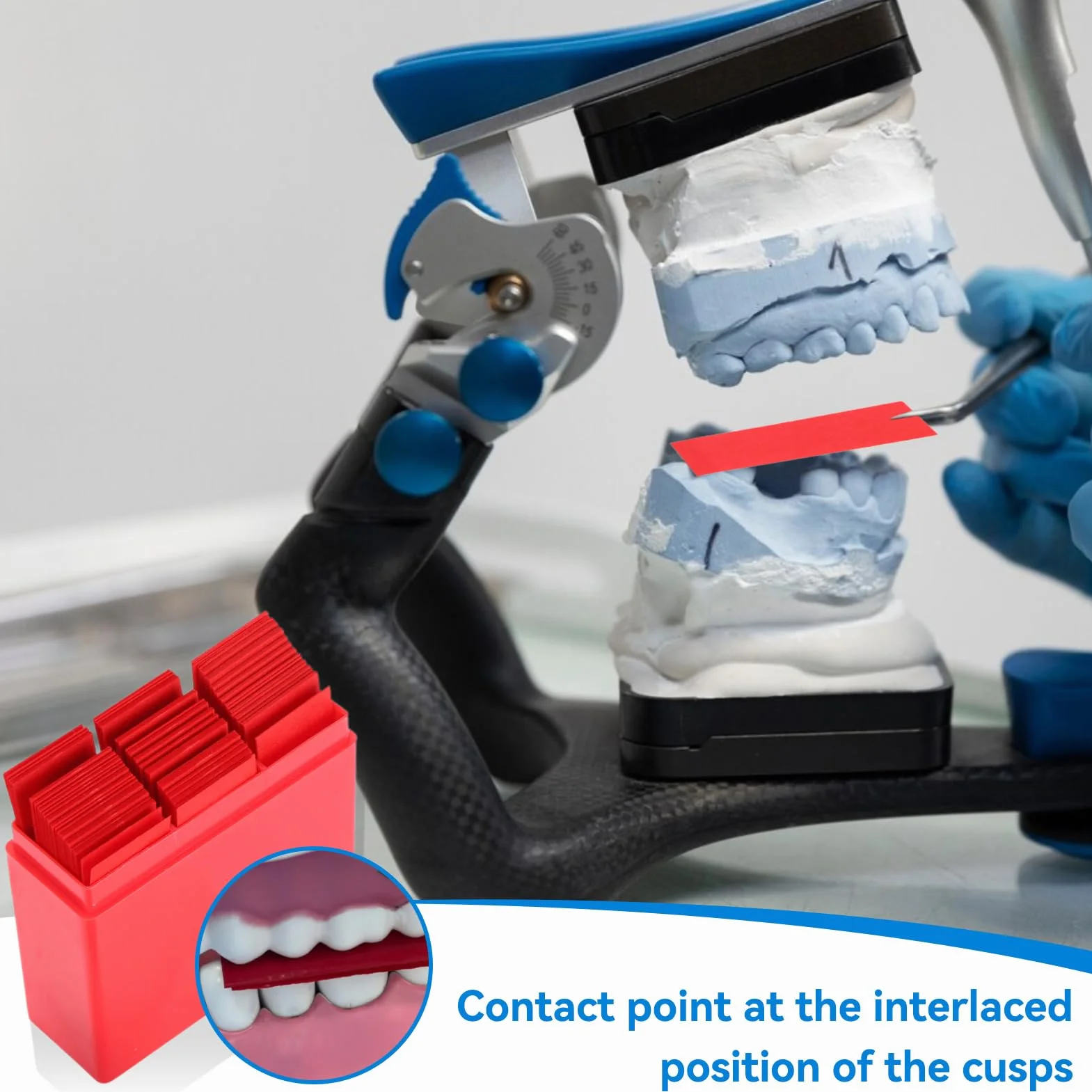 Carta Dentale Di Articolazione 300 Pezzi Flessibile Sottile Del Morso Assorbente Strisce Abrasive Interdentali Con Dispenser Di Plastica Rosso