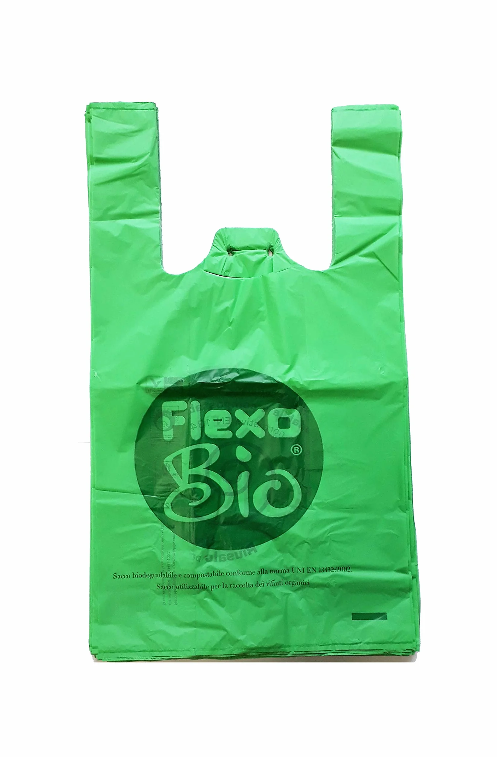 Plaxi 200 Buste Sacchetti biodegradabili compostabili 22+12x40 Norma EN 13432 per Negozi Alimentari, Usi Domestici a Strappo e asola per appenderli