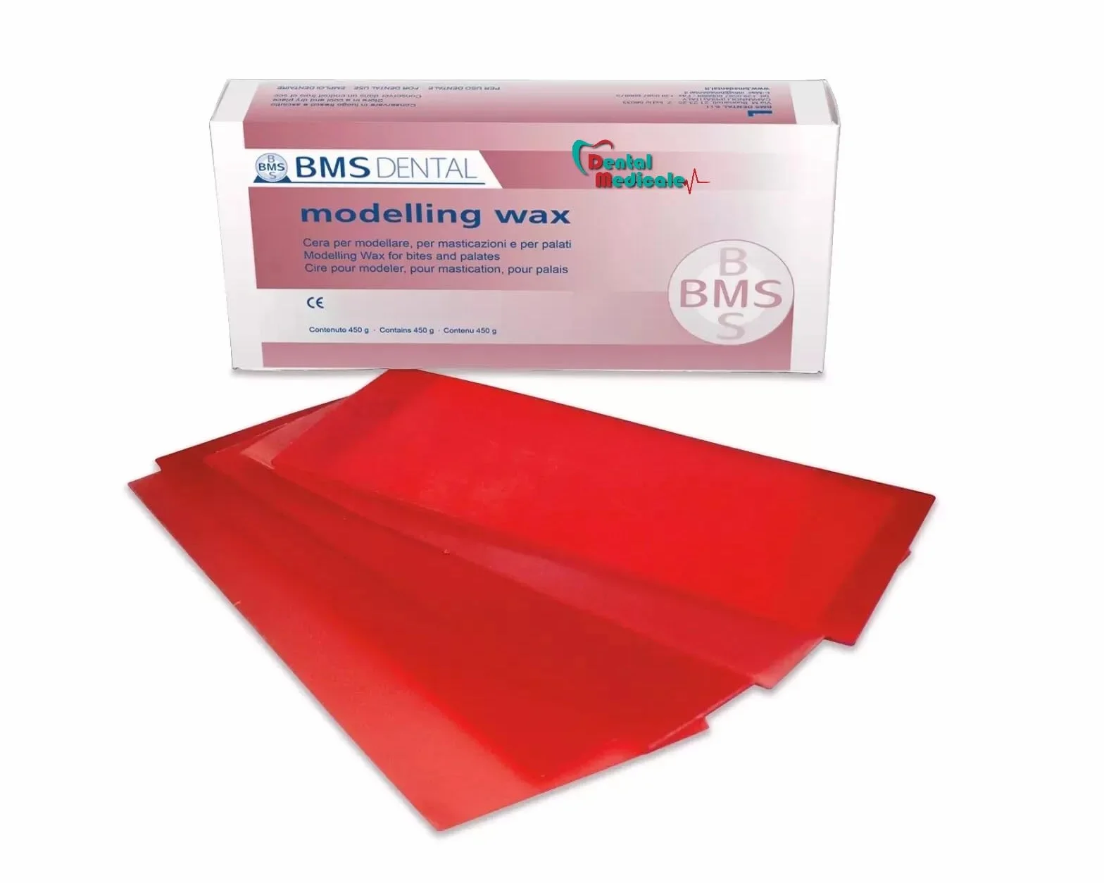 Cera in fogli rossa tipo duro per laboratorio odontotecnico BMS Dental 450g