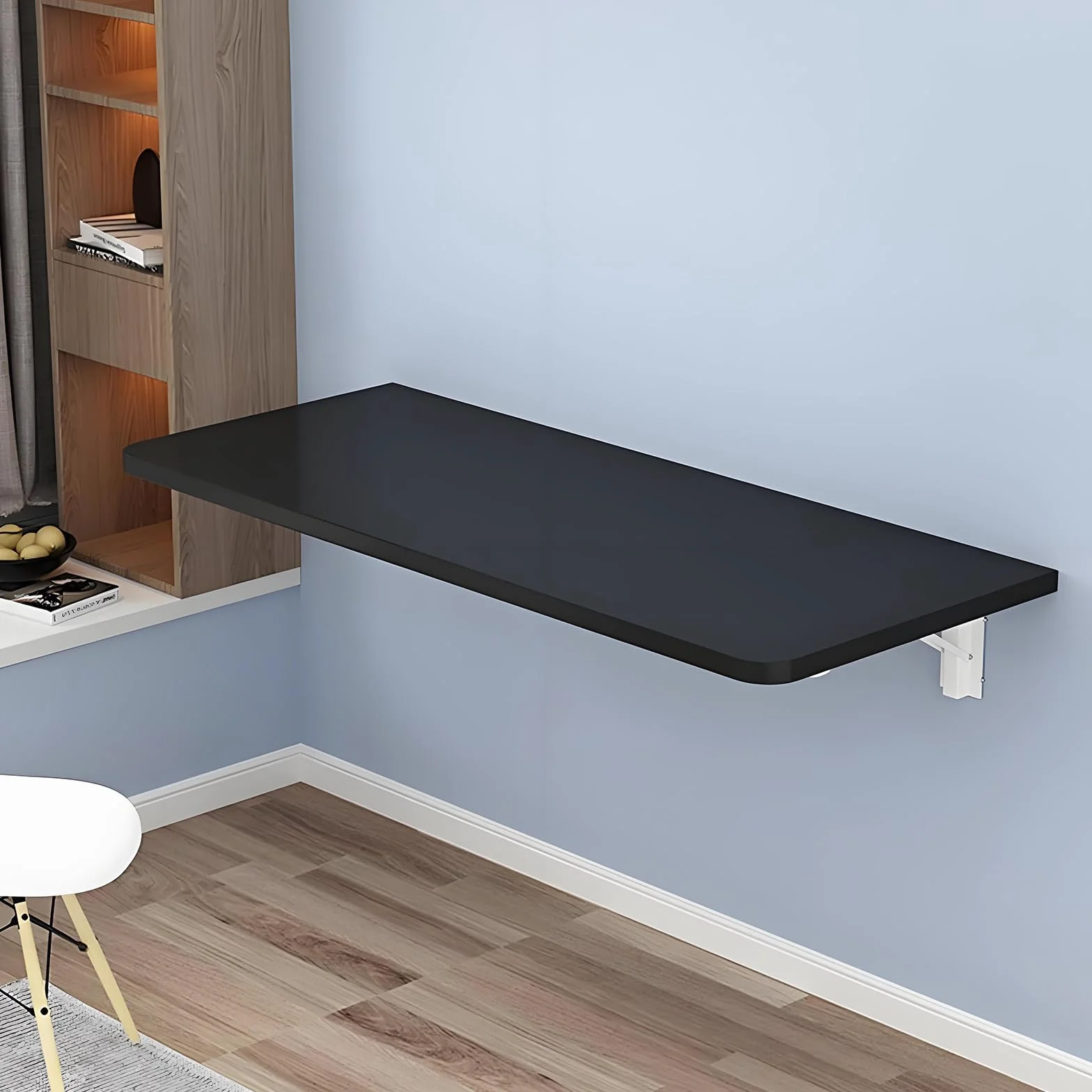 Tavolo a Scomparsa da Muro Cucina, Tavolino Pieghevole, Scrivania in Legno da Parete, scrivania per Computer Multifunzione salvaspazio pensile(Size:90x40cm,Color:Black)
