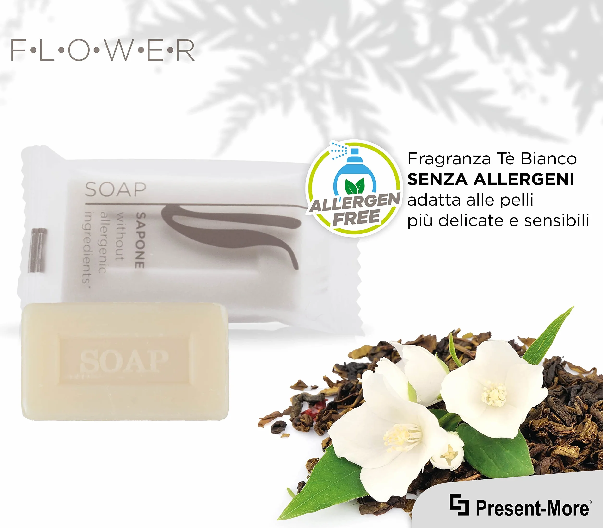Saponette Hotel 15gr Flower 250 Pezzi Saponetta Mani Senza Allergeni Fragranza Tè Verde
