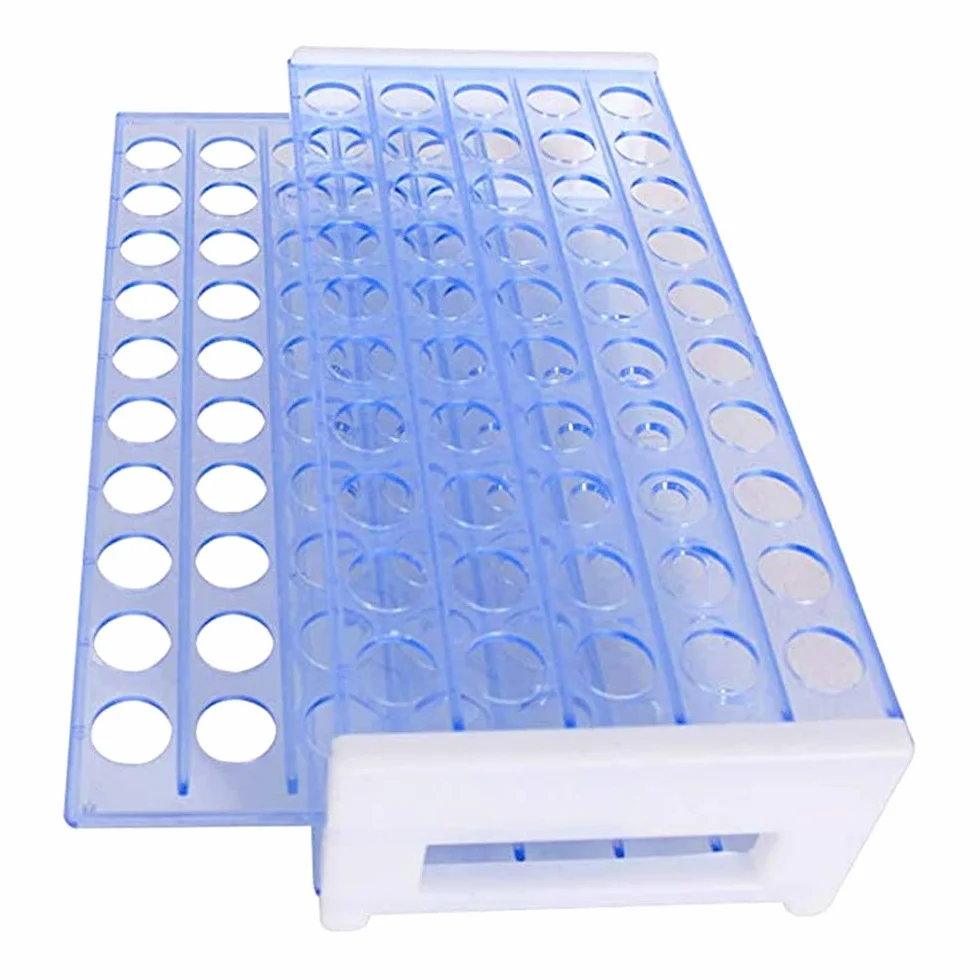 Rack per Provette, 2Pcs Supporto per Provette a 3 Livelli, Porta Provette, Supporto Provette, Rack del Tubo Della Centrifuga per le Forniture di Chimica Della Scuola, 16mm 50 Posti