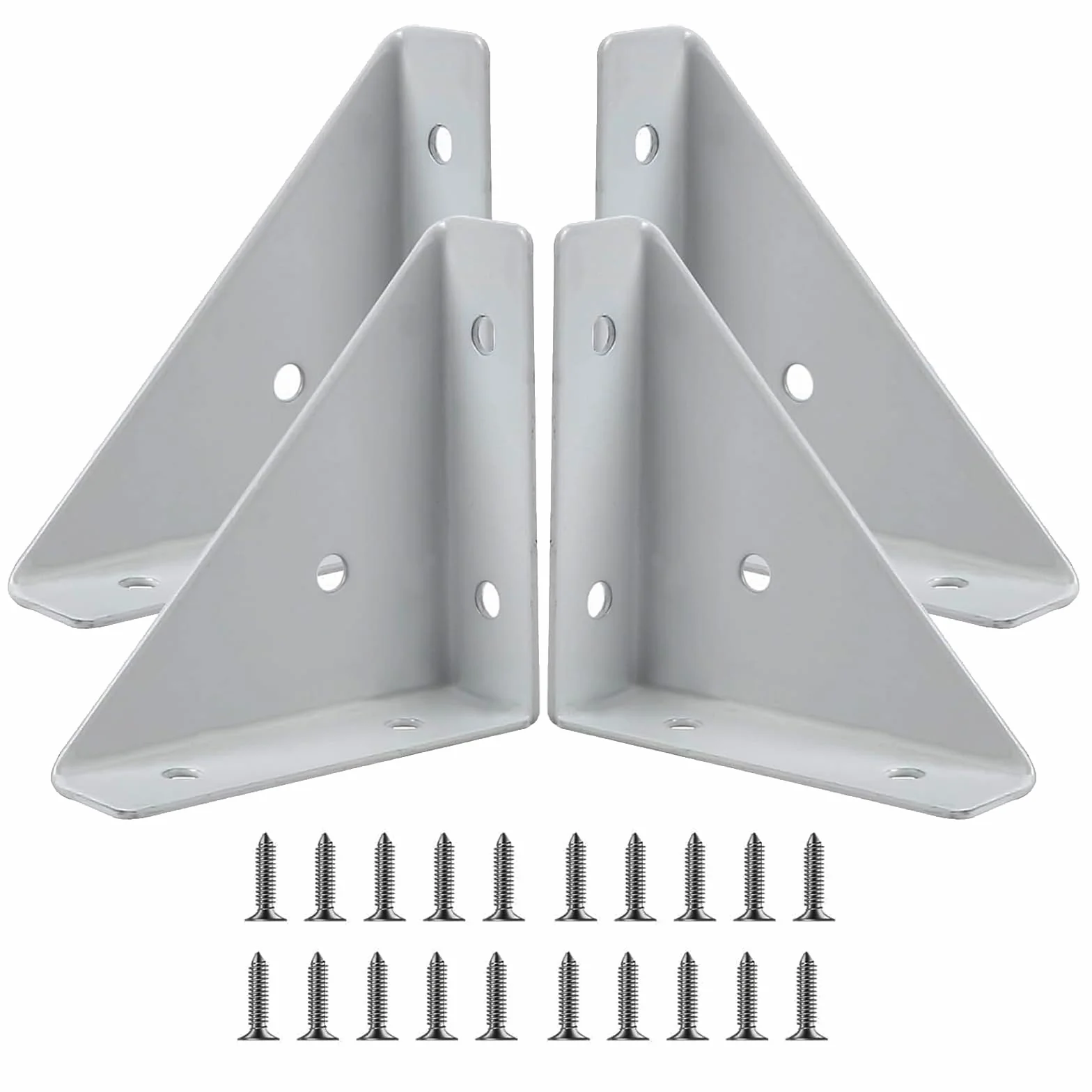 Squadrette Angolari Metallo per Legno 90° 4 Pezzi con Viti Bianco