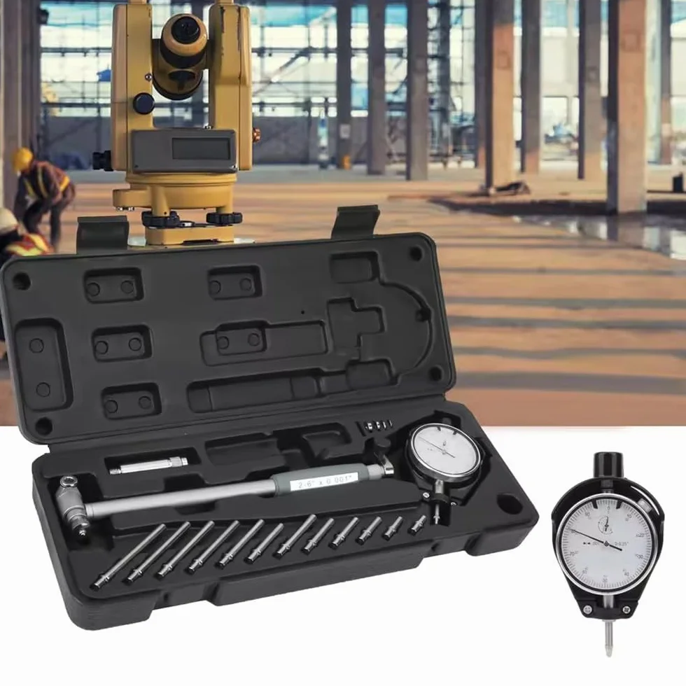 Strumento Di Misurazione Della Precisione Del Diametro Interno 50-160 Mm, Precisione 0,01 Mm, Profondità 150 Mm, Completo Di 12 Punte Intercambiabili e Custodia, Con Indicatore a Quadrante