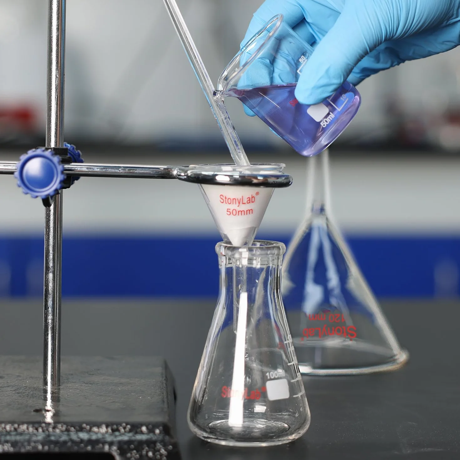 stonylab Imbuto di Vetro da 1 Confezione, Imbuto in Vetro Borosilicato a Parete Pesante, Diametro 50 mm e Lunghezza Stelo 50 mm