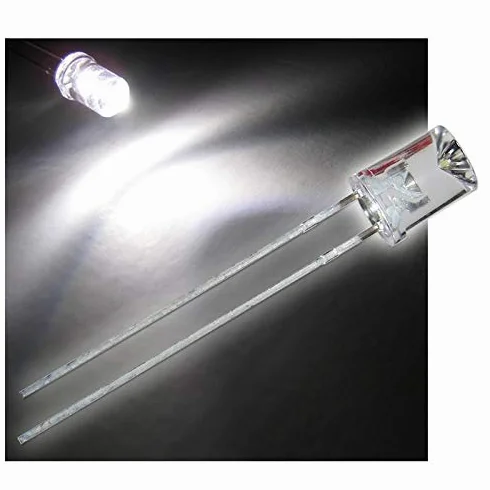 Set di 50 LED 5mm lente trasparente concava - BIANCO CALDO, diodo a emissione luminosa, cablato, diodo luminoso, come componente