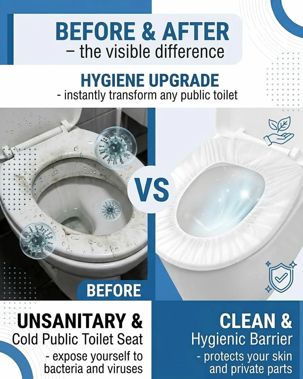 Copriwater USA e Getta Biodegradabili Impermeabili, Copri Tazza WC Monouso per Viaggi Campeggio